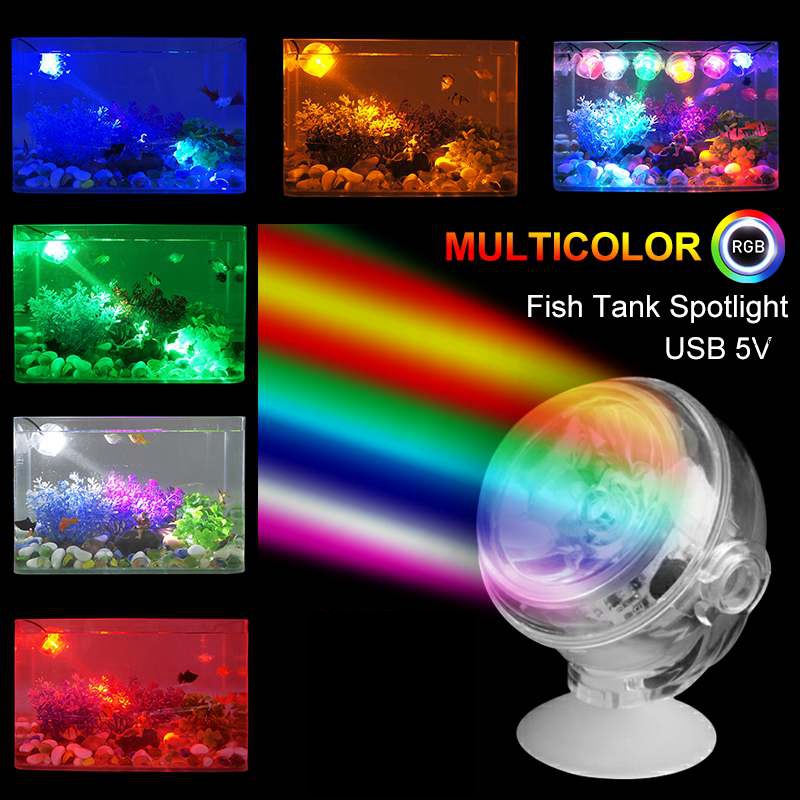 DC 5V Tauch Aquarium Licht USB RGB Mehrfarbige LED IP65 Wasserdichte Unterwasser Aquarium Licht Lampe Riff Licht Scheinwerfer 1W
