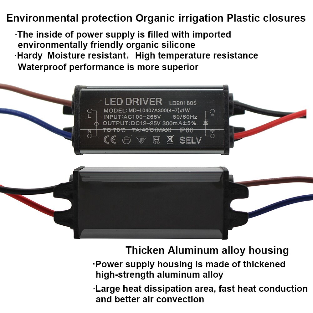 Aluminium IP66 3W 4W 7W 8W 12W 18W 24W Led Driver 300mA Ac 100-265V Waterdichte Voeding Verlichting Transformator Drivers Ballast