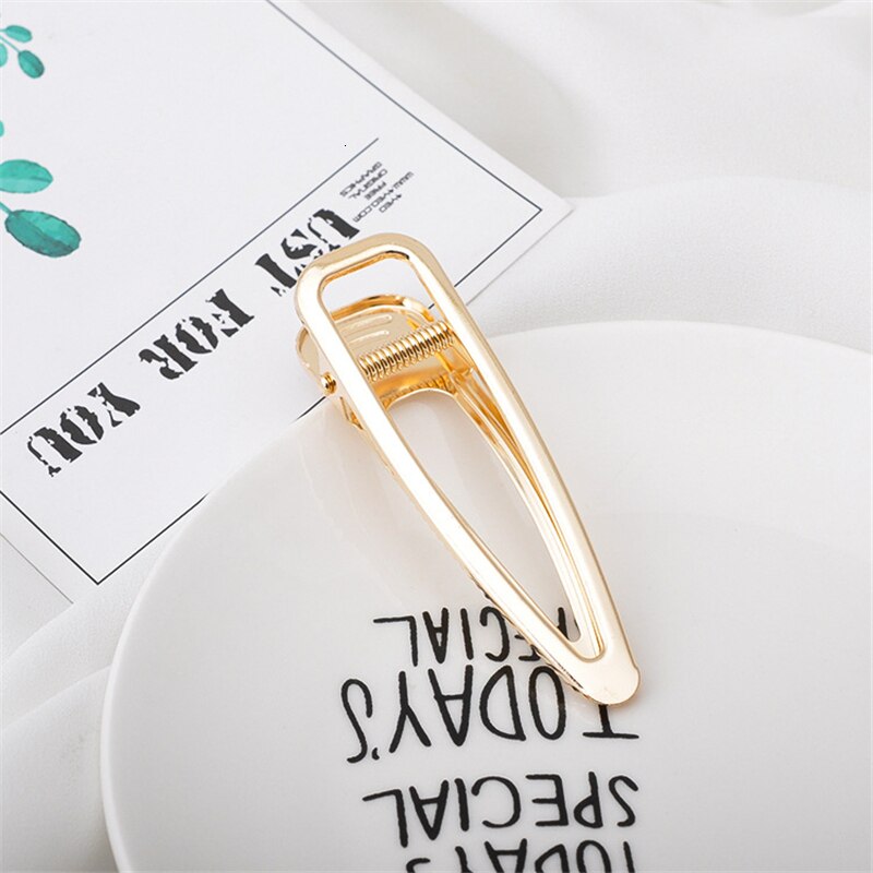 Frauen Gold Geometrische Kaninchen Krone bilden Haarspange Metall Hohl Haarnadeln Für Süße Mädchen Einfache Hairclip Haar Zubehör: 8cm Wasser Tröpfchen 2