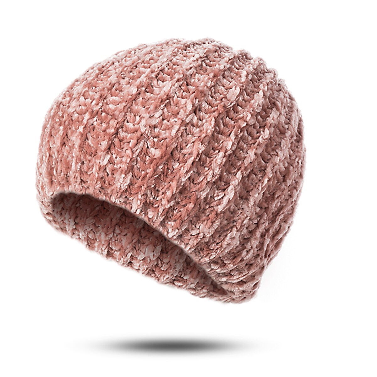 Mltbb vinter kvinder klassisk beanie hat vinter blød varm hatte til damer hækning hat ski cap chenille kranhætte kvindelig motorhjelm: Brun