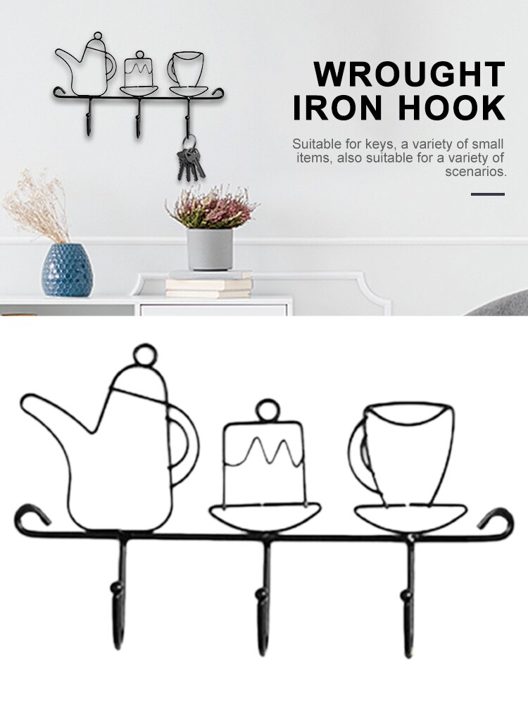 Key Holder Wall Mounted 3 Hook Key Rack Organizer Purse Hanger Cast Iron Shelf Hanging Hooks Mount Rack Home Decor