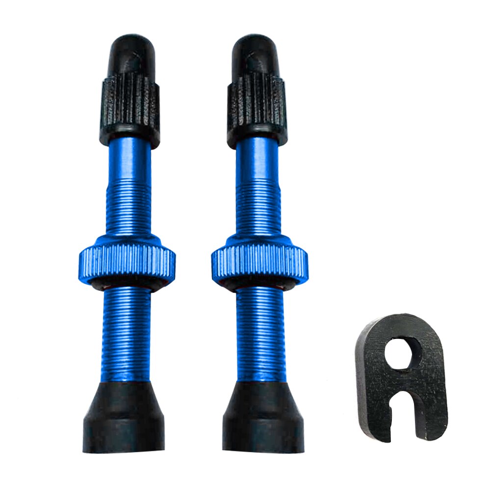 1 Pair Bicycle Presta Valve Brass Core Tubeless Tire Valve Core 54mm Alloy Stem with Tool for MTB Mountain Road Bike Bicycle: Blue