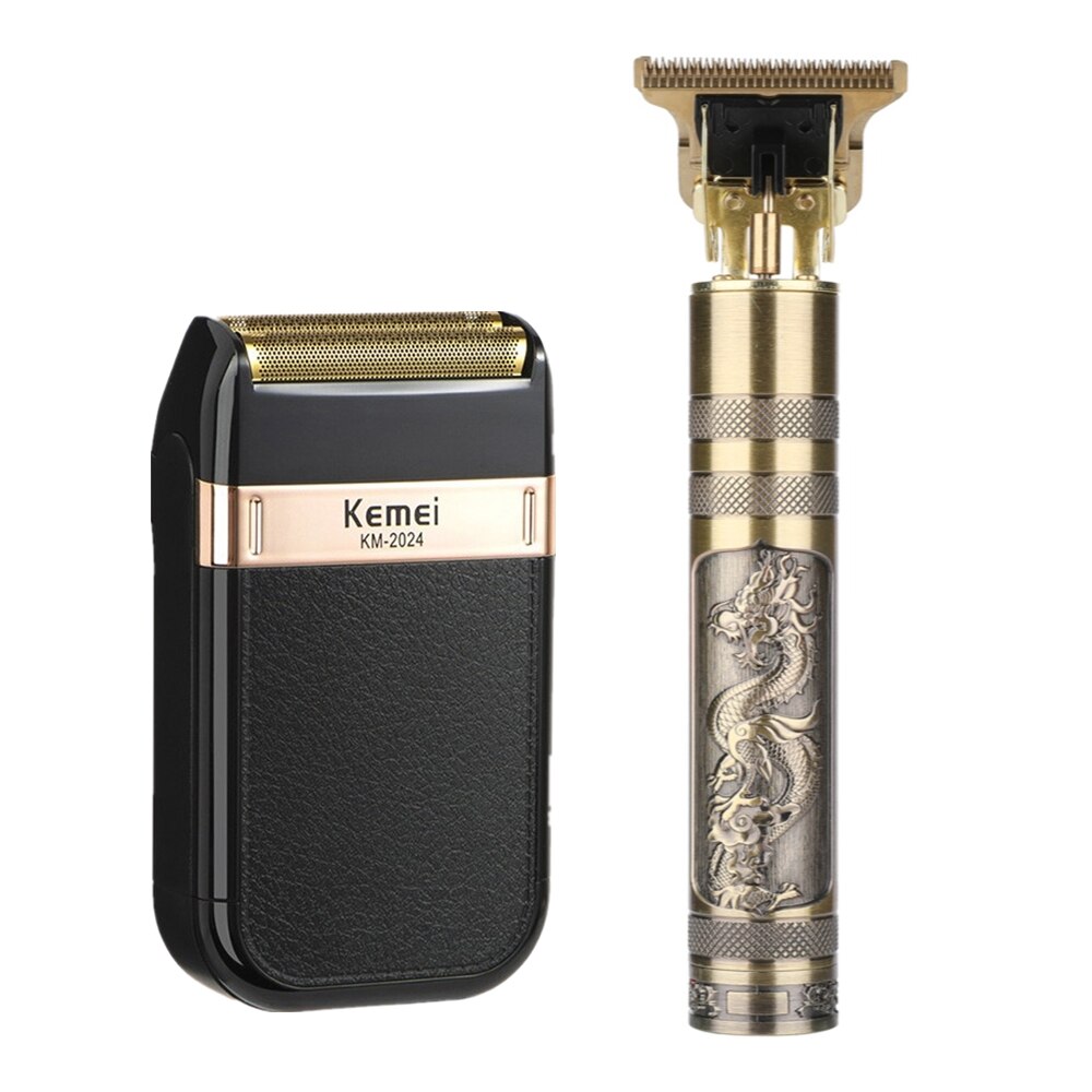 Professionele Tondeuse Mannen Kapper Oplaadbare Lcd T Blade Snijmachine Baard Trimmer Elektrische Scheerapparaat Cordless Haar Snijder: 2Pcs Set 1 / ons aansluiten