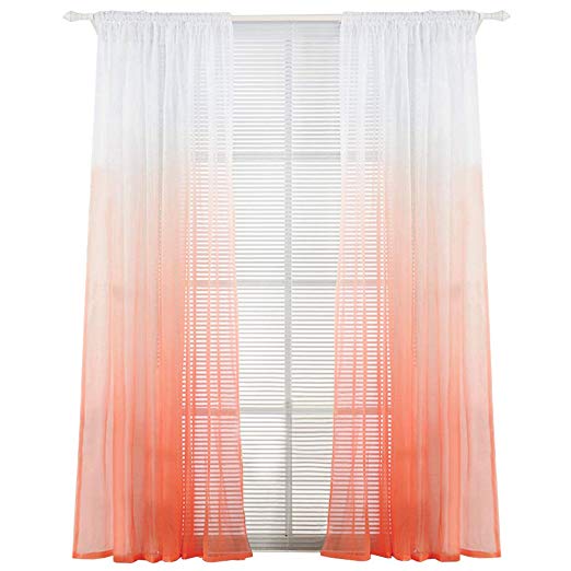 Cortina para ventana y puerta de 2 estilos, cortina transparente para ventana y puerta, con cenefas, para sala de estar, decoración del hogar, cenefas de gasa transparentes: Rojo