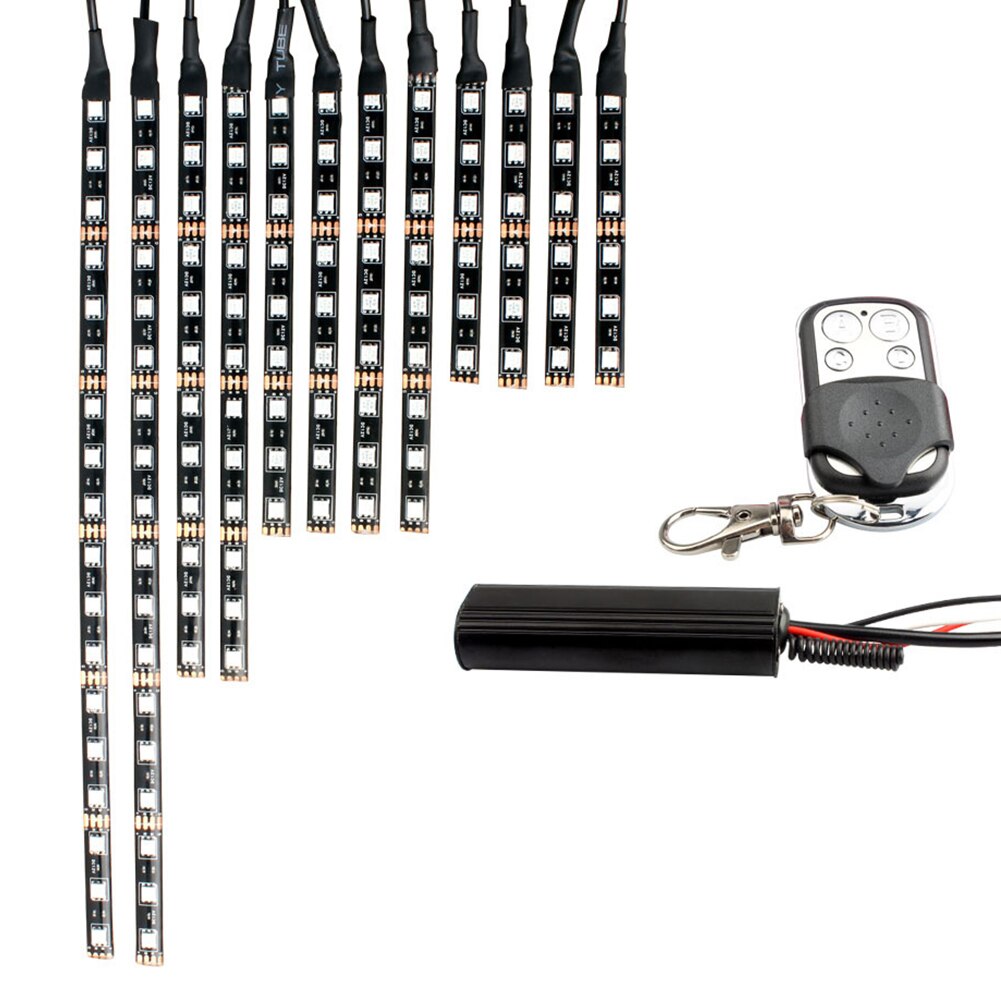 12pcs Motorcycle LED Light Kit Strips Remote+Voice Control Outdoor Anti-resistance Repairing Elements Underglow Lights