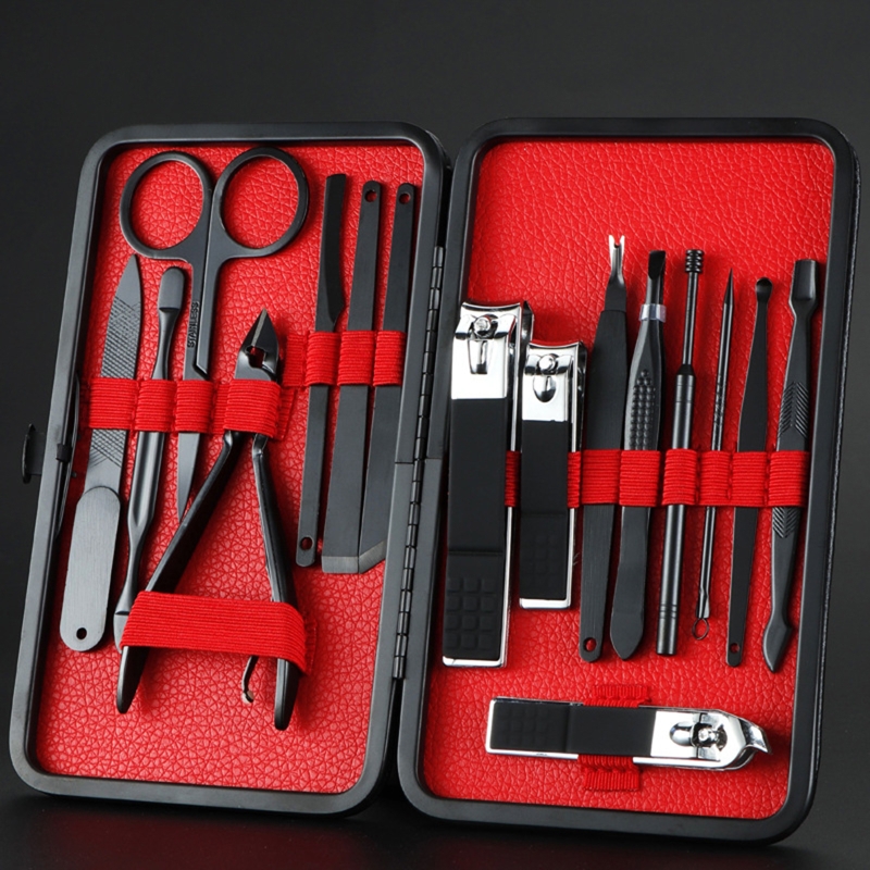 A0ND 16pcs Kit per la cura delle unghie Kit da viaggio per unghie Set per Manicure Kit per la rimozione della cuticola per Pedicure
