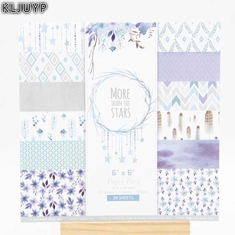 KLJUYP 24 Vellen Meer Sterren Scrapbooking Pads Papier Origami Art Achtergrond Papier Card Maken DIY Plakboek Craft