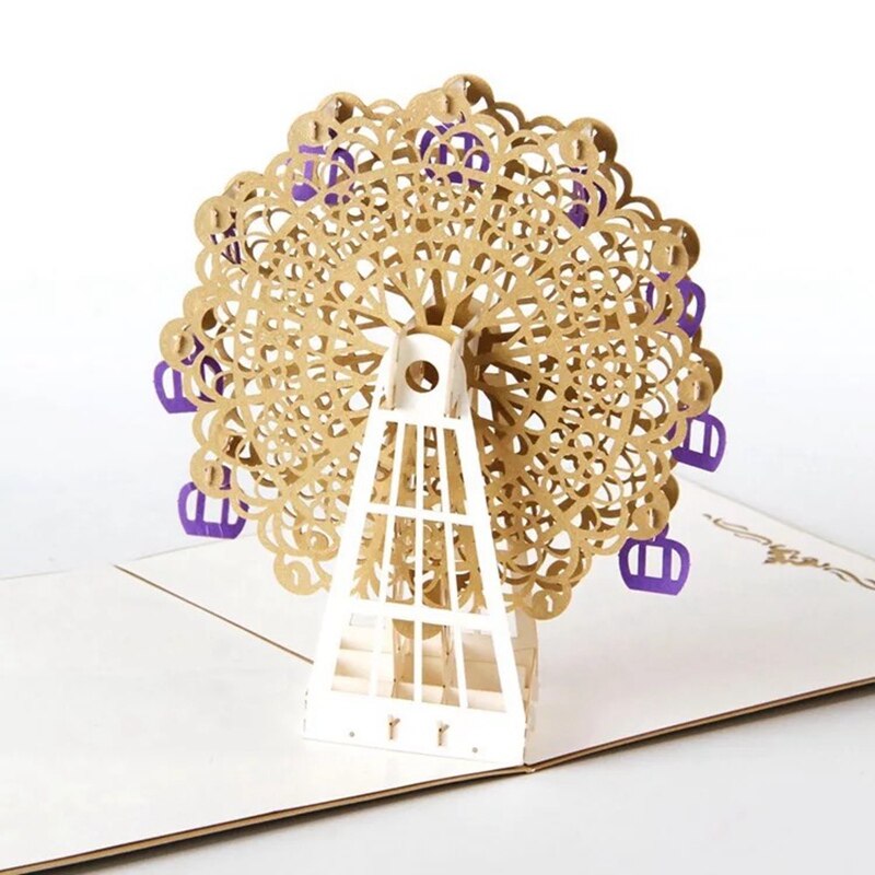 3D Pop-Up Cards Flowers Birthday Card Anniversary Postcard Ferris wheel party Wedding Invitations Greeting Cards