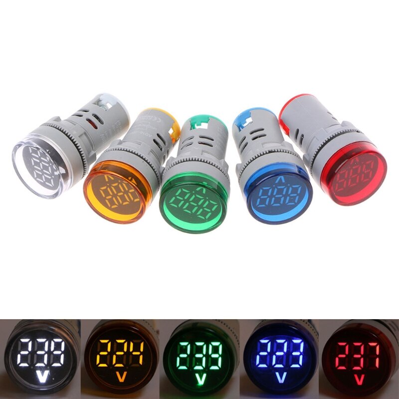 Voltímetro Digital AC 60 V 22mm, indicador de voltaje, luces de señal, novedad de 500