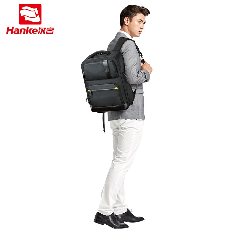 Hanke mochila de negocios para hombre, mochila para ordenador portátil, mochila de viaje RFID negra resistente al agua 17 19 pulgadas, multifuncional H6770