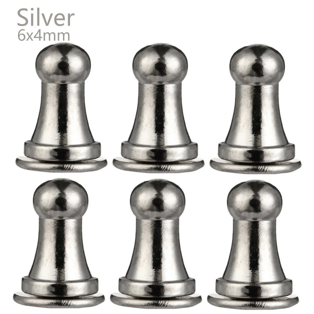 10PCS Monk Head Screws Leather Metal Craft Belt Wallet Solid Brass Nail Rivets Screws Bags Accessories Tacks: 6X4mm Silver