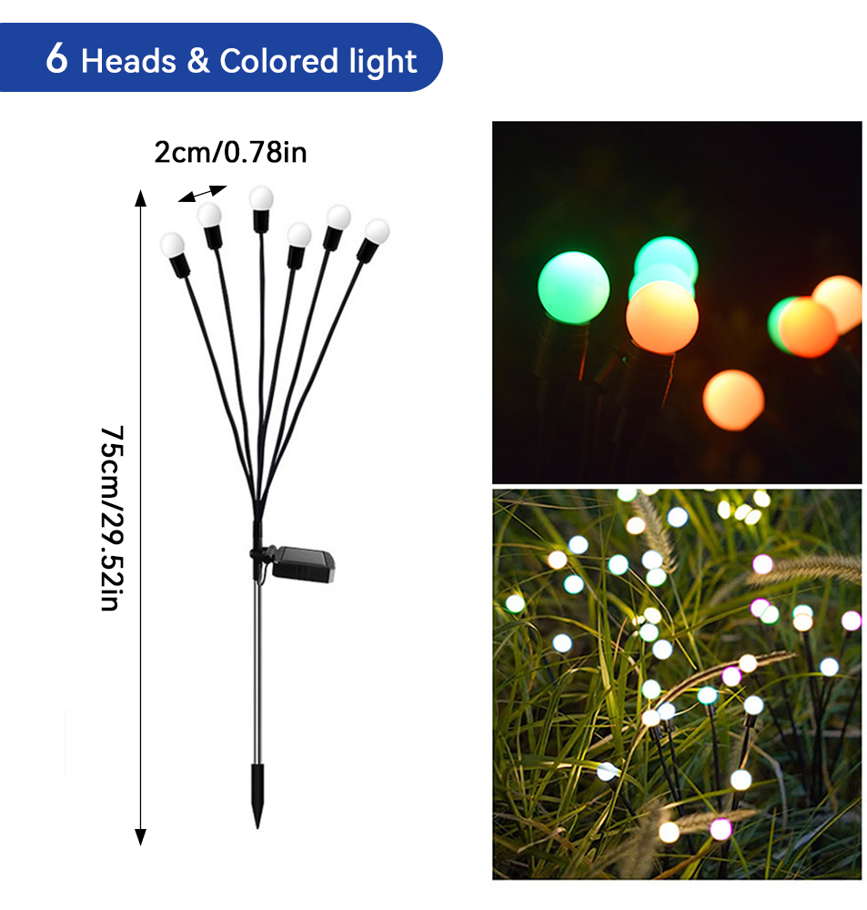 1pc stk . 6/8/10 led-pakke med solcelledrevne ildfluelys, opgraderede solcelledrevne havelys udendørs vandtætte solcelledrevne svajende landskabslys: Foranderlig