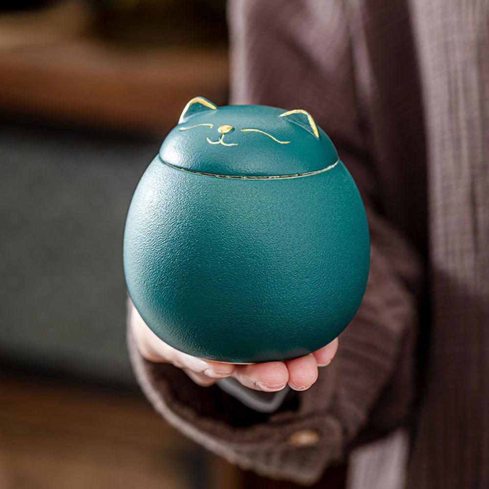 Lucky Cat Sealed Storage Jar Convenient Travel Caddy Tea Teaware Tea Crafts Ceramic Box Kitchen C2Y3