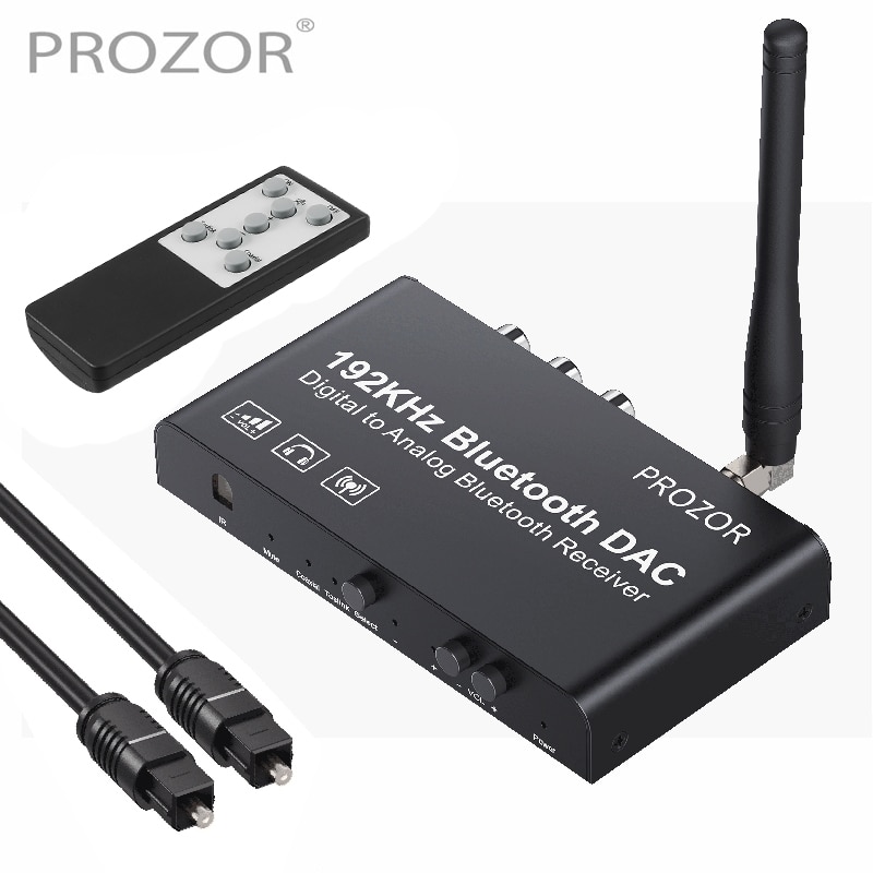 Prozor Dac Converter Ingebouwde Bluetooth-Compatibele Ontvanger 192Khz Dac Met Ir Afstandsbediening Digitale Coaxiale Toslink L/R Rca