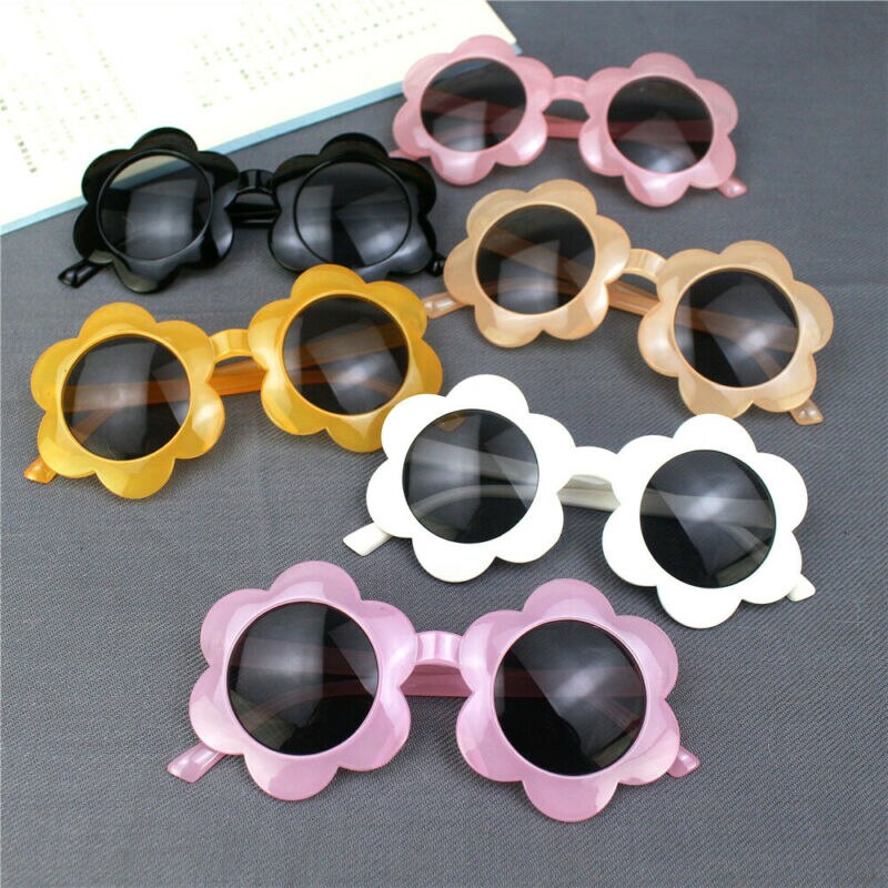 Gafas de sol con montura de flores para bebés y niños pequeños, lentes de sol Unisex con montura de flores, redondas, Anti-UV, para exteriores