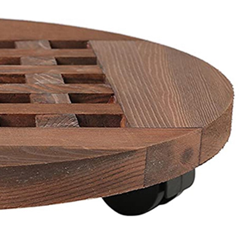 25cm Wood Flower Pot Removable Tray Plant Holder Stand Base with Wheels Planter Flowers Pot Mover Trolley Plate