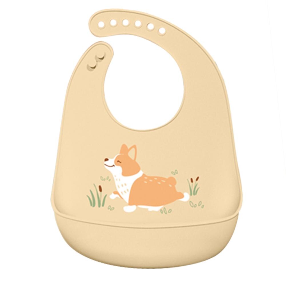 Baberos impermeables estéreo para bebé, Bandana de Saliva plegable de silicona con dibujos de animales, delantal de alimentación para niños, accesorios ajustables: D