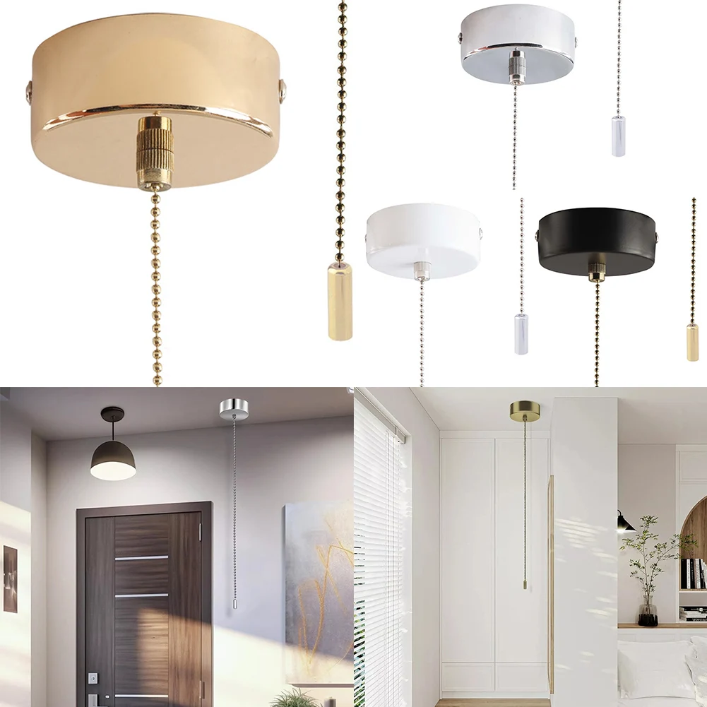 Pull Cord Light Switch for Bathroom Ceiling with 100cm Chain Modern Chrome for Enhanced Safety and Easy Control
