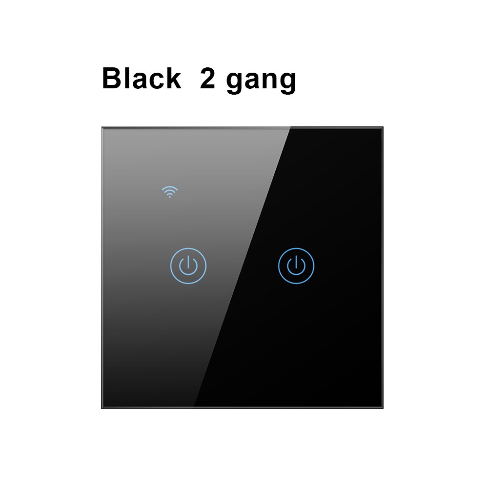 AVATTO – interrupteur de lumière intelligent, 1/2/3/4 boutons, wi-fi, pour maison connectée, fonctionne sans fil neutre, compatible avec Alexa et Google Home, Tuya: Black 2 gang