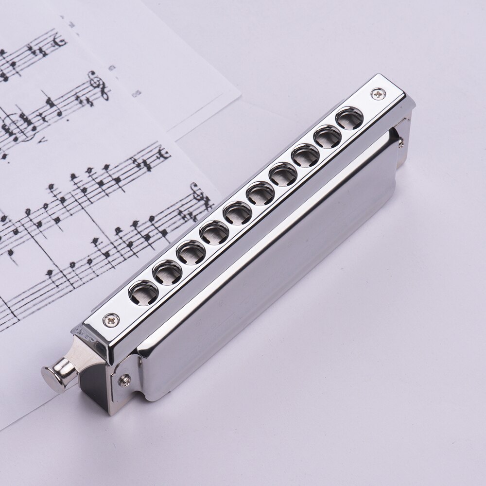 Swan Chromatic Harmonica 10 Holes 40 Tones Key of C Silver with Exquisite Box SW1040 Music Musical Instrument