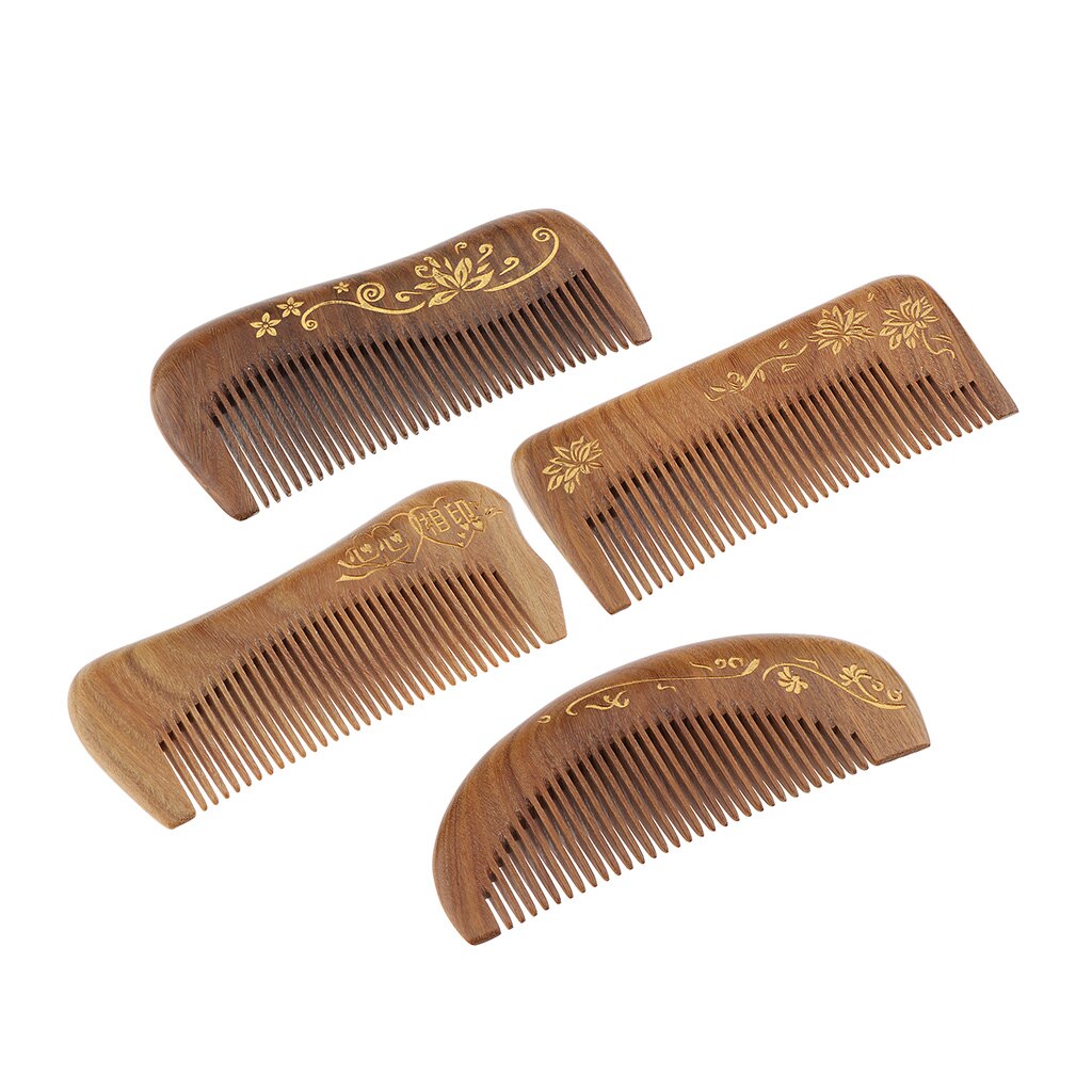 Handgemaakte Natuurlijke Groene Sandelhout Grove Haar Kam Anti-Statische Detangling Houten Haarborstel Bruin, 4.7Inch