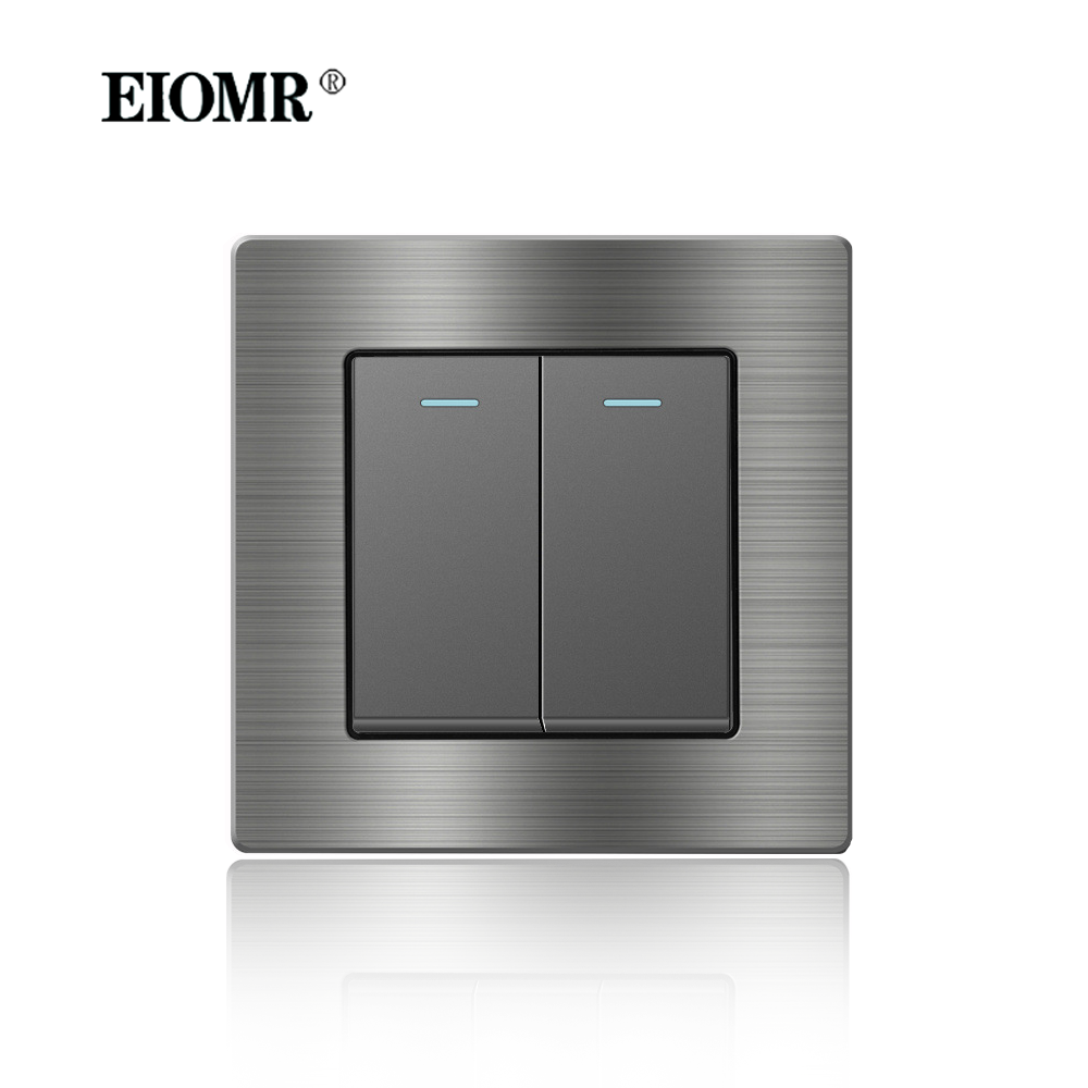 EIOMR France Standard Prise Électrique Gris En Alliage D'aluminium Panneau Interrupteur Rj45 Tv 220V 16A Prises Murales pour Appareil Ménager