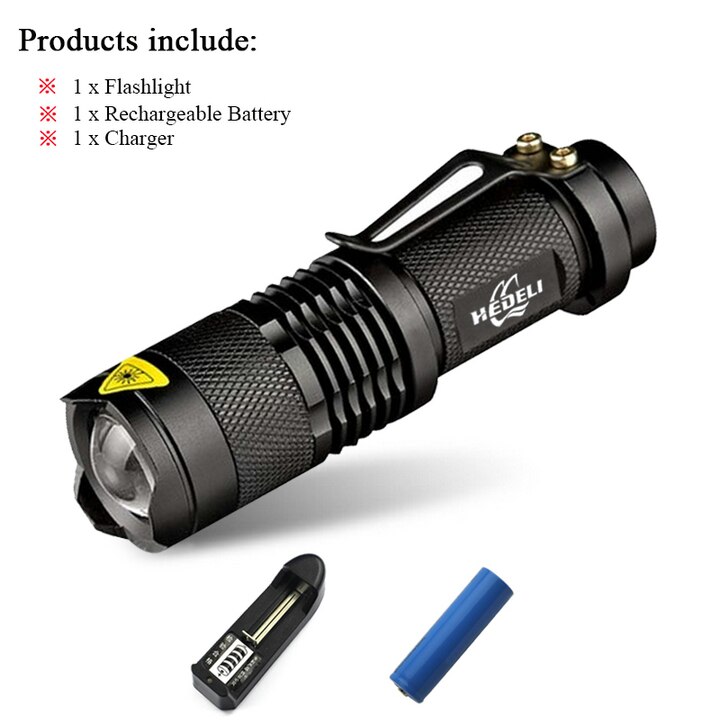 Mini Portable torch 3800LM Waterproof LED Flashlight CREE XML T6 XM L2 5 Modes Zoomable LED Torch penlight Linterna led: B / CREE XM L2 3800LM