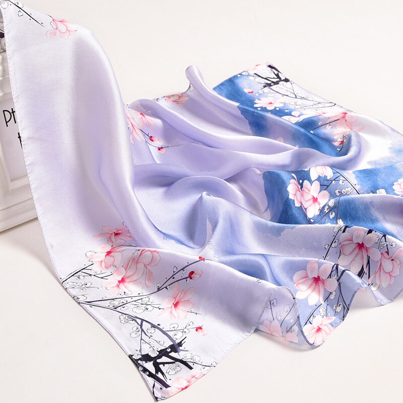 Silke firkantet tørklæde til kvinder print bandana naturlig silke tørklæde tørklæde lille suqare silketørklæde hår tørklæder 65 x 65cm: Farve 10