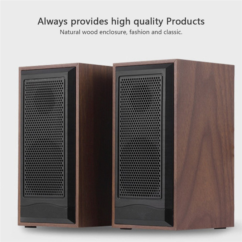 Wooden Computer Speakers Natural Wood Enclosure Desktop Speaker USB Powered Surround Laptop Speaker Wood Multimedia Loudspeakers