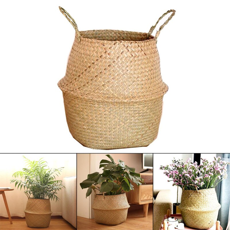 S/m/l/xl /2xl sjögräs flätad korg rotting hängande blomkruka smutstvätt korg förvaringskorg för badrum