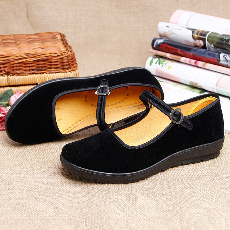 Traditionnel chinois vieux Beijing chaussures tissu femmes chaussures plates Massage hôtel travail décontracté toile chaussures antique drame accessoires Performances