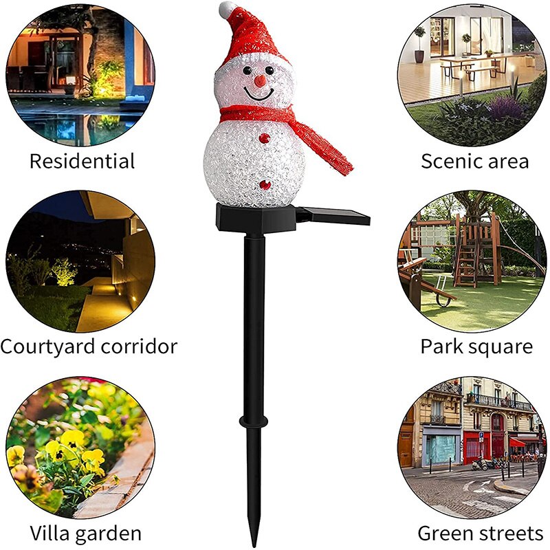 Solar Light Outdoors Garden Decoration Christmas Snowman Home Christmas Ornaments for Year 2022 Landscape Lawn Lamp