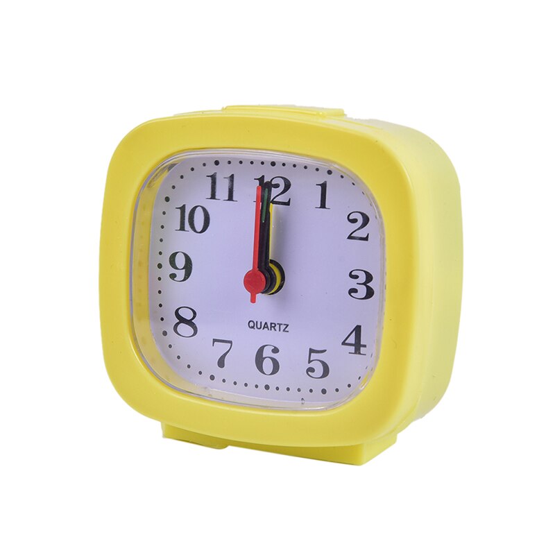 Portable Clock for Student Alarm Clock Bedroom Desk Square Small Bed Compact Travel Quartz Beep clock Cute: Yellow