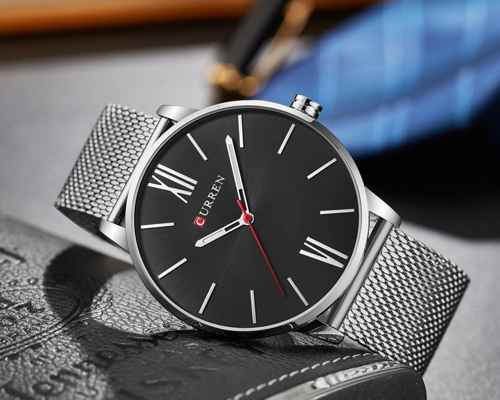 Reloj de pulsera CURREN de clásico para , reloj de cuarzo informal a la , reloj de pulsera de acero inoxidable para hombre, reloj masculino