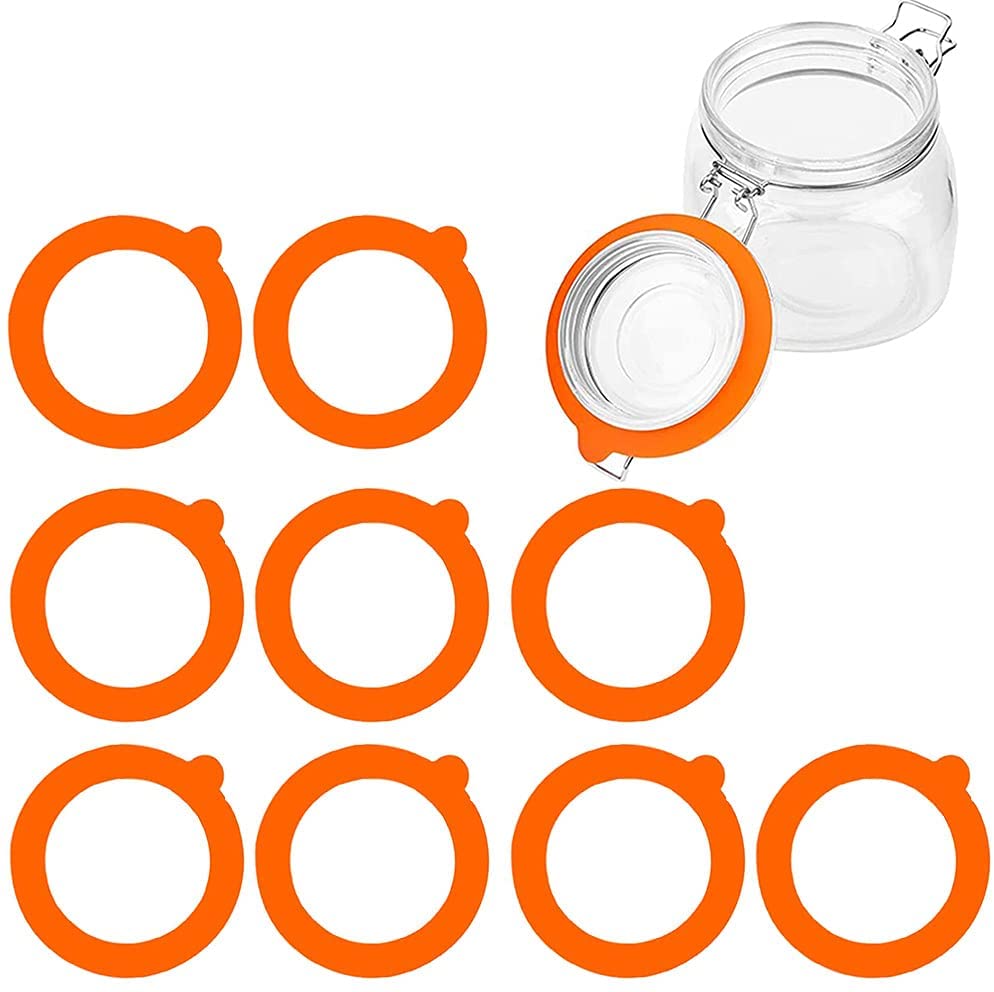 5pcs Silicone Replacement Gasket Airtight Rubber Seals Rings Leak-Proof Canning Seals for Glass Clip Top Jars Storage Containers: 5pcs Orange
