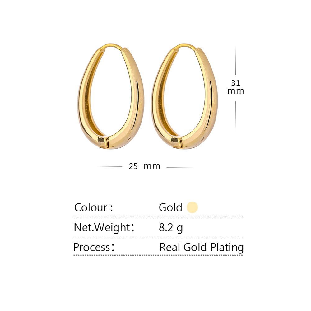 Yhpup-pendientes de aro de Metal con textura geométrica ovalada, joyería chapada en oro, de , bisutería para mujer