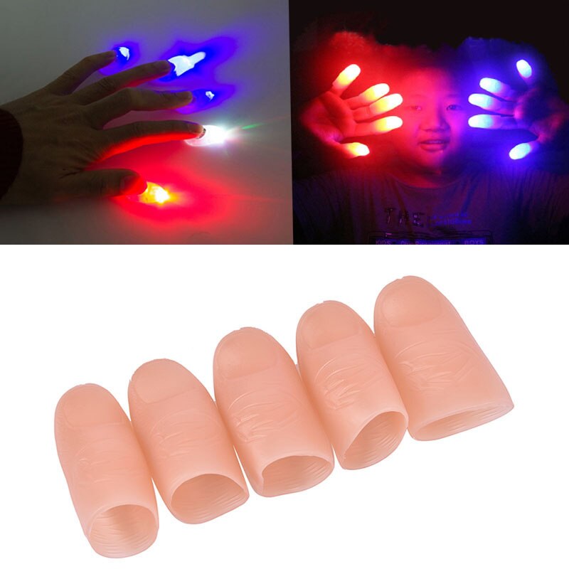 1pc Luminous Novelty Funny Magic Trick Props LED Light Flashing Fingers Kids Amazing Fantastic Glow Toys Children Decor