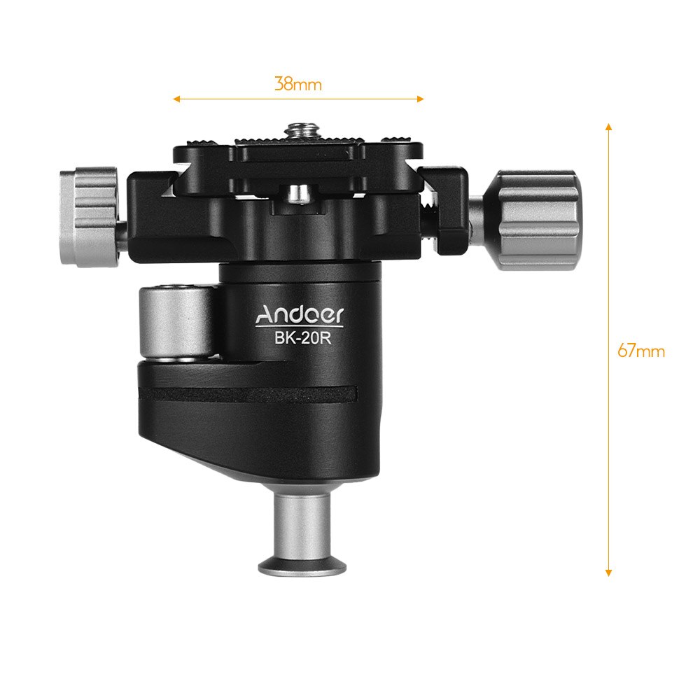 Mini tripé andoer para câmera dslr, cabeça de esfera de liga de alumínio, com clip de 360 graus, rotativo, panorâmico