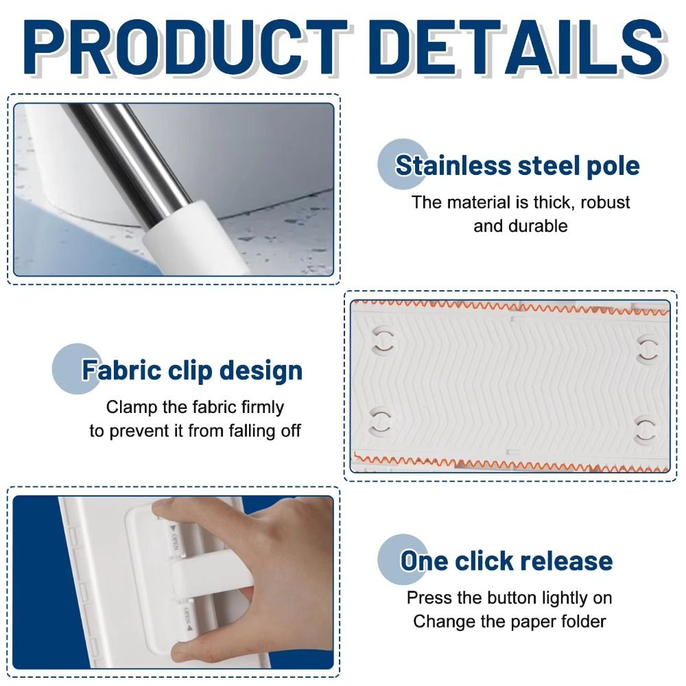 Nowy wycierać bez użycia rąk z 3 ściereczkami wielokrotnego użytku, obrót o 360 stopni ° wycierać obrotowy z głowicą mocującą robić czyszczenia podłóg, wycierać robić czyszczenia podłóg dla leniwych.