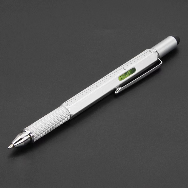 7-in-1 Multi-Kugelschreiber mit modernem Handwerkzeug messen technische Lineal Schrauben dreher Touchscreen-Stift Wasserwaage Werkzeuge: Gelb
