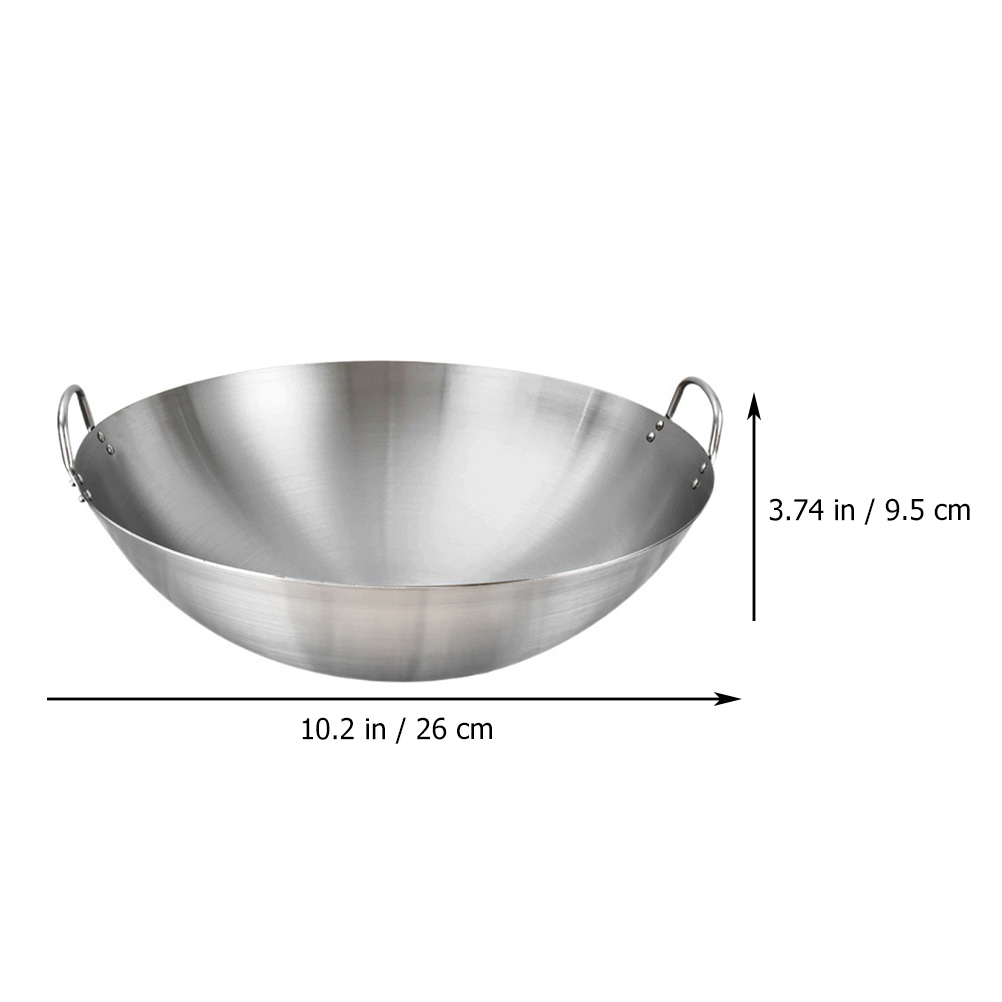 Stainless Steel Wok Round Bottom Wok Large Fry Pan Large Capacity Saute Pan