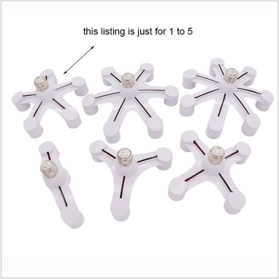 5 in 1 Light Socket Splitter Household Screw Socket Multi Adapter Converter for Standard LED E27 Bulb,Garage,Kitchen,Dining Room