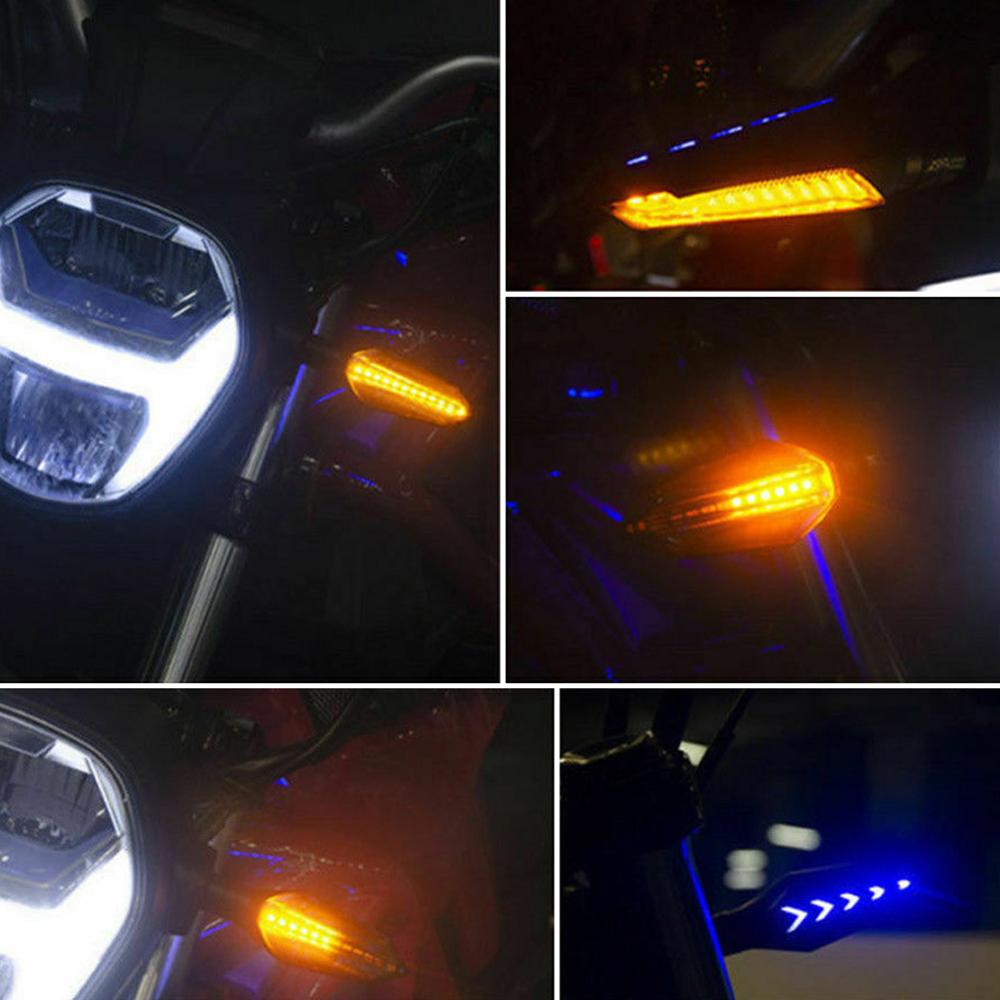 2PCS Motorcycle LED Turn Signal Light Tail Flasher Flowing Indicator Blinkers Flashers Amber Moto Accessories