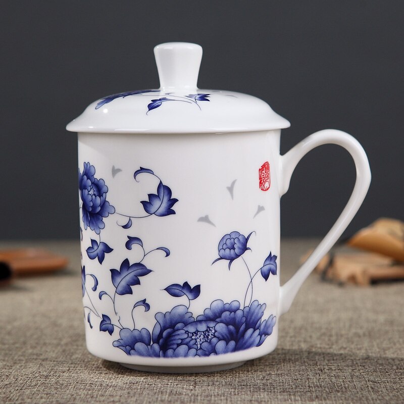 500ml Handmade Dragon Jingdezhen Bone China Tea Mug with Lid Ceramic Tea Infuser Tea Cup Office Water Cup Mug Drinkware: J