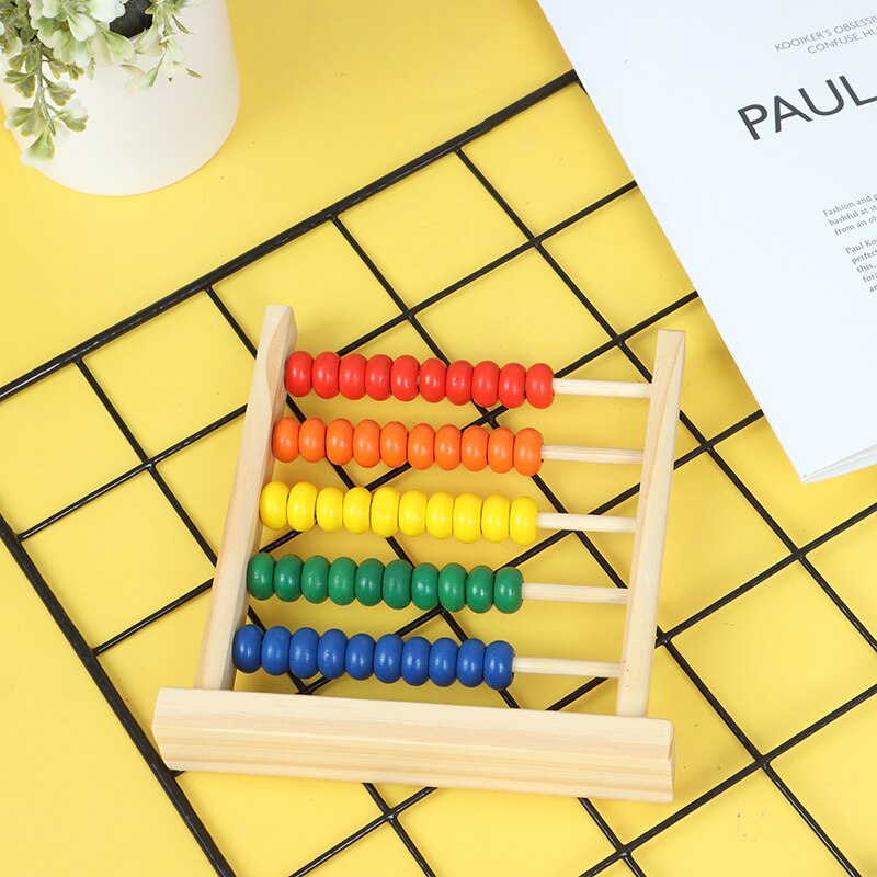 1Pc Educatief Speelgoed Mini Houten Telraam Kinderen Early Math Leren Speelgoed Getallen Tellen Berekenen Kralen Abacus 15.5*15cm