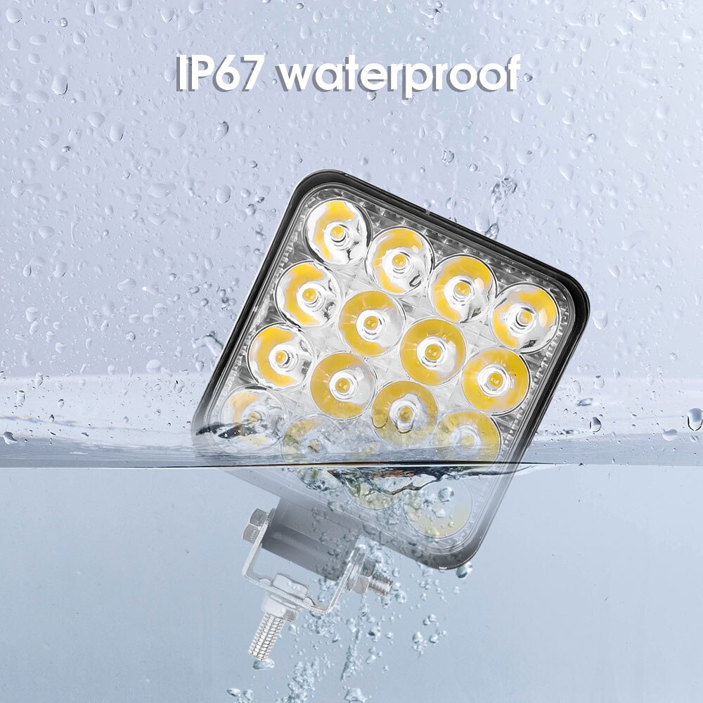 Barra de luz Led de trabajo para coche, foco cuadrado Cob de 48W, 12V, 16Led, para camión todoterreno, SUV, ATV, barco y motocicleta