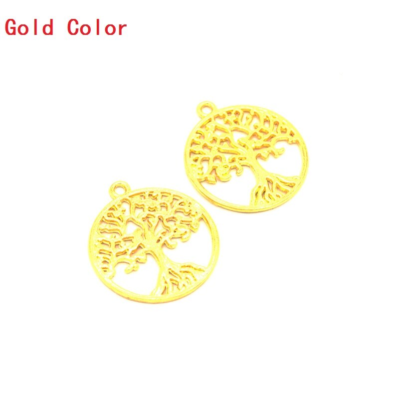 10 stücke legierung Tibetischen Versilbert lebensbaum Charme Anhänger für Schmuck Handgemachte Fertigkeit DIY 29*26mm 21112: gold color