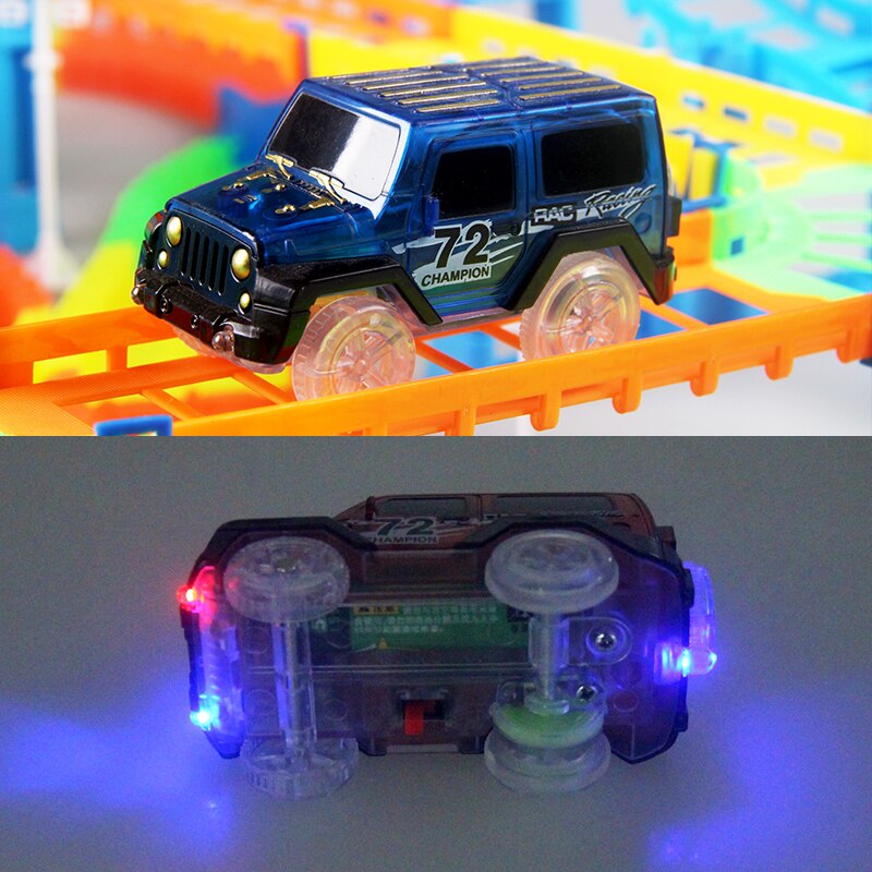 Railway Magical Glowing Flexible Track Car Toys Children Racing Bend Rail Track Led Electronic Flash Light Car DIY Toy Kids