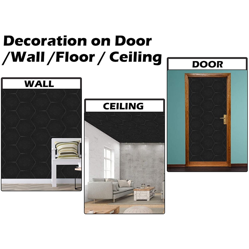 Hexagon Acoustic Panels Art Decor Sound Proof Padding Wall Tiles, Beveled Edge, 12inch x 14inch x 0.4inch, 6 Pack