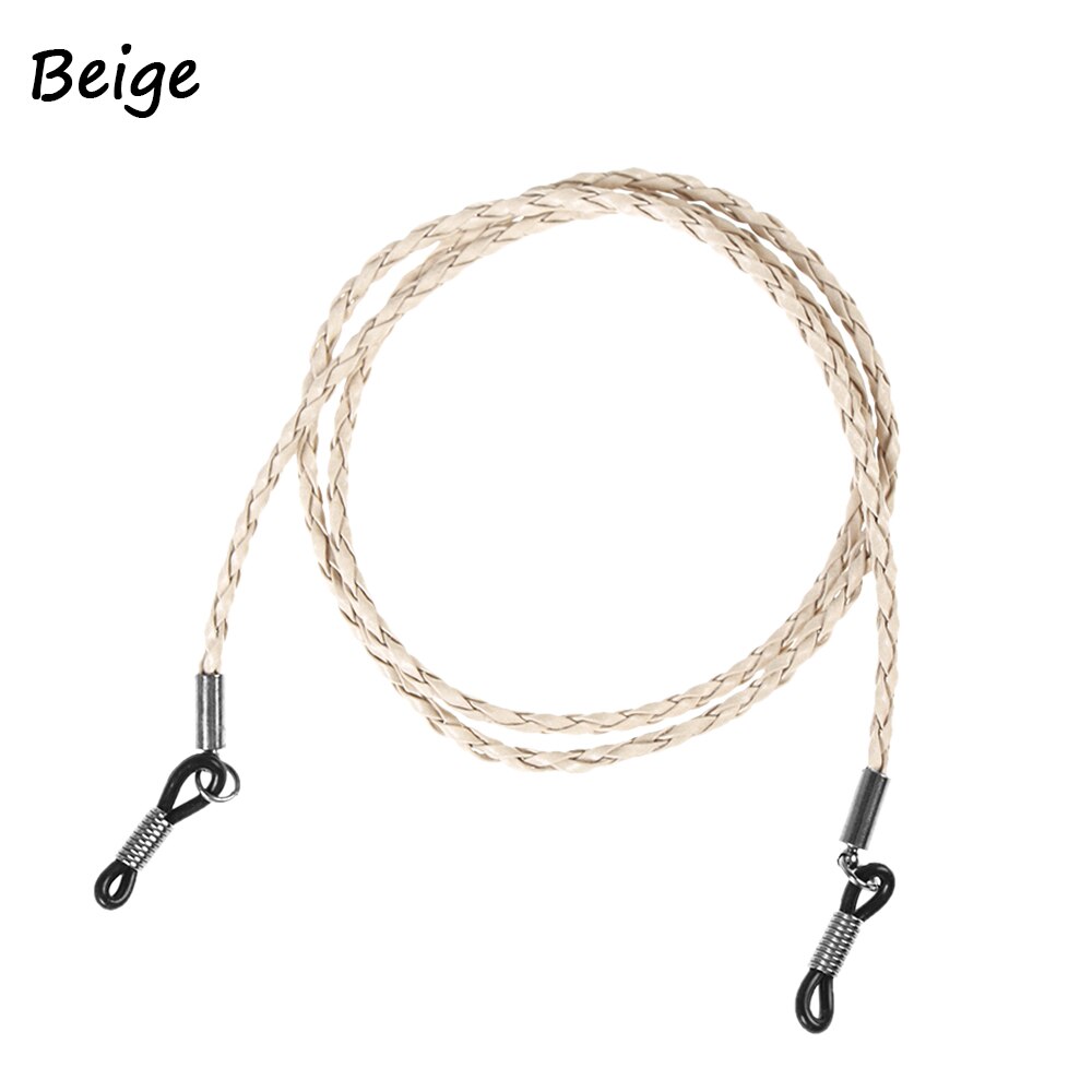 1PC Colorful Leather Eyeglass Chain 6 Colors Adjustable Glasses Neck Strap Sunglasses Lanyard Unisex Eyewear Accessories: beige